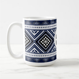 Svart Abstrakt Etnisk Geometriska Mönster med Logo Kaffemugg
