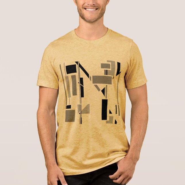 Svart Abstrakt-Grått-elektroder Geometrisk design T Shirt (Framsida)