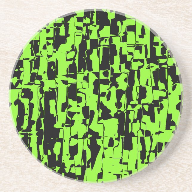 Svart Abstrakt i Lime & Black Underlägg (Framsidan)