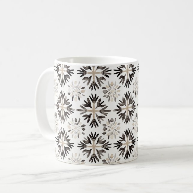 Svart Abstrakt Kräm Kaffemugg (Framsida vänster)