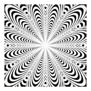 Svart abstrakt, optisk illusionsblomma fototryck