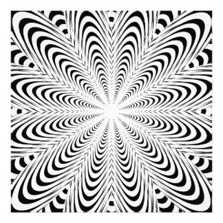 Svart abstrakt, optisk illusionsblomma fototryck