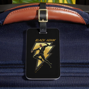 Svart Adam Lightning Bolt Character Illustration Bagagebricka