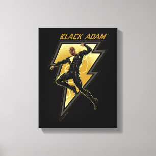Svart Adam Lightning Bolt Character Illustration Canvastryck