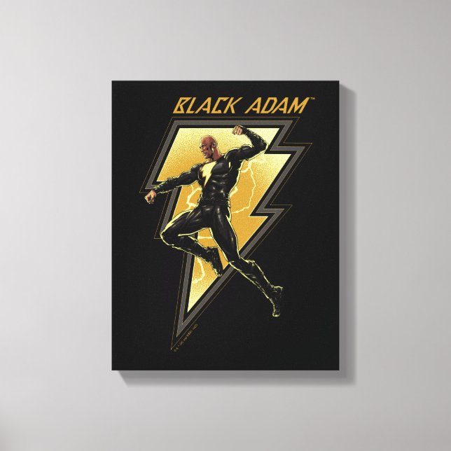 Svart Adam Lightning Bolt Character Illustration Canvastryck (Framsida)