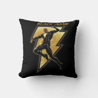 Svart Adam Lightning Bolt Character Illustration Kudde
