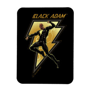 Svart Adam Lightning Bolt Character Illustration Magnet