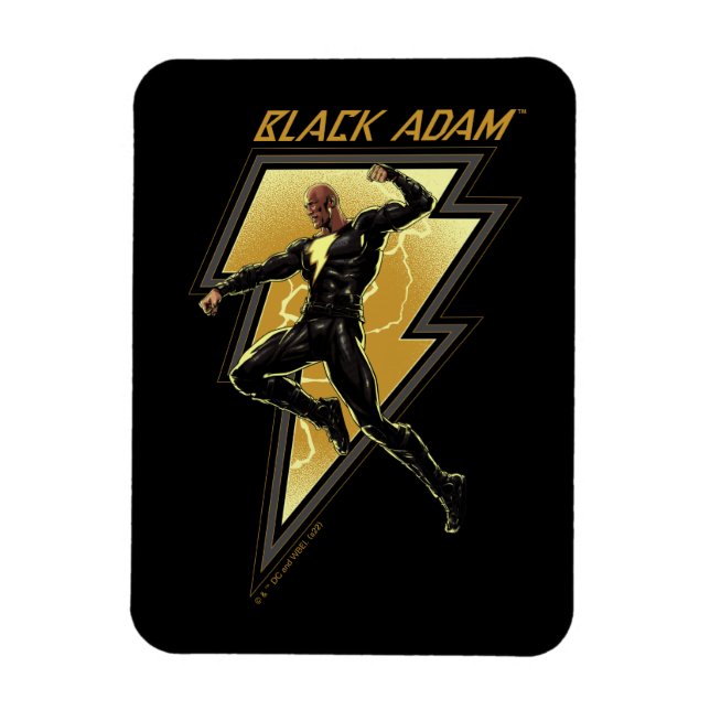 Svart Adam Lightning Bolt Character Illustration Magnet (Vertikal)