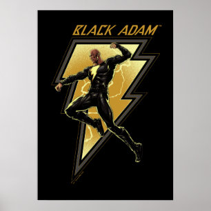 Svart Adam Lightning Bolt Character Illustration Poster