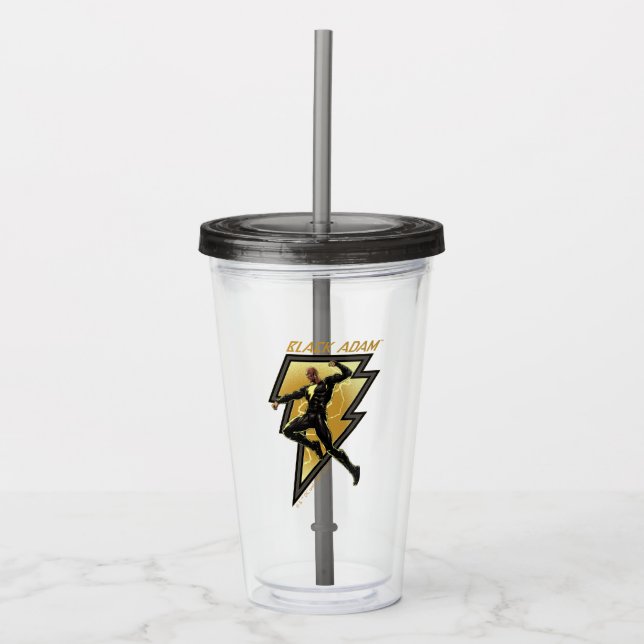 Svart Adam Lightning Bolt Character Illustration Take Away Mugg (Framsida)