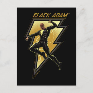 Svart Adam Lightning Bolt Character Illustration Vykort