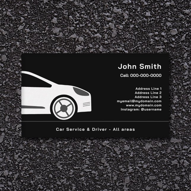 Svart Affärskort för automatisk försäljning eller  Visitkort (Auto Sales or Car Driver Black Business Card)