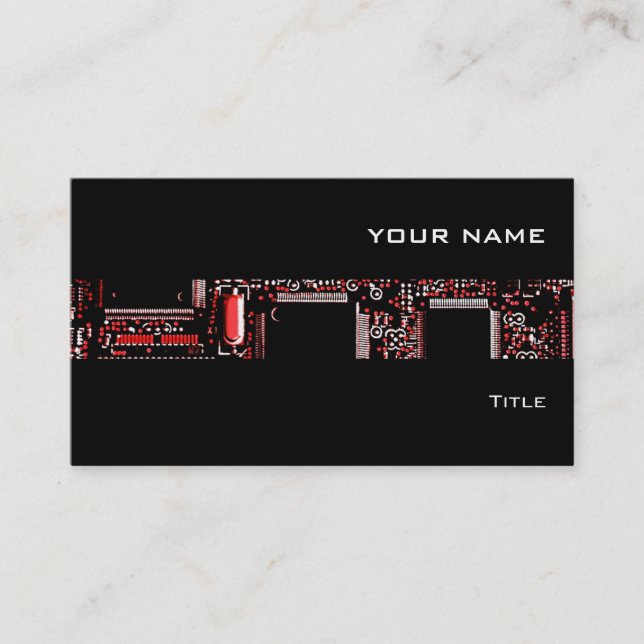 Svart affärskort i Circuit Red 2 rand Visitkort (Framsida)