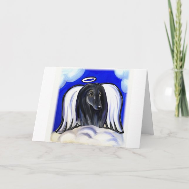 SVART AFGHAN HUND ÄNGEL HELGKORT (Framsida)