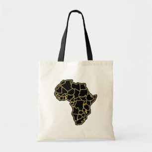 Svart Afrika Land, konturerad i Guld Glitter Tygkasse