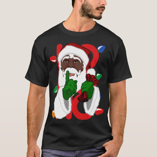 Svart afrikansk jultomtpyjamas 202 t shirt (Framsida)