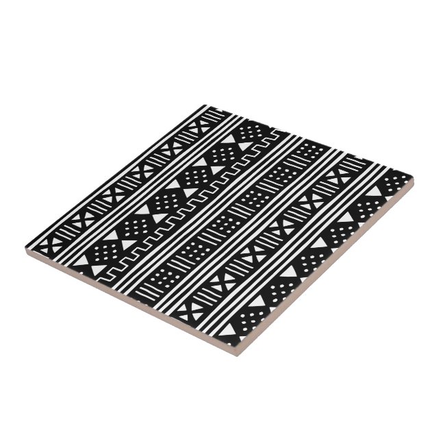 Svart afrikansk MudCloth färg som kan ändras för Kakelplatta (Sidan)