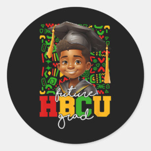 Svart Afrikansk Pojke College Examen Framtid Hbcu Runt Klistermärke