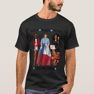 Svart Afro Chilensk Drottning Stark Chilensk Flagg T Shirt