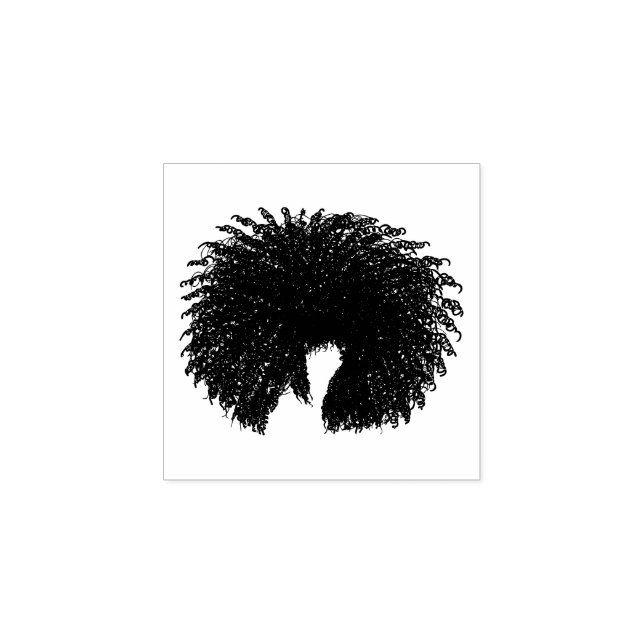 Svart afro lockigt hår stämpel (Tryck)