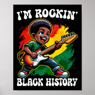 Svart Afro Pojke Jag Rockar Svarta Historien Månad Poster
