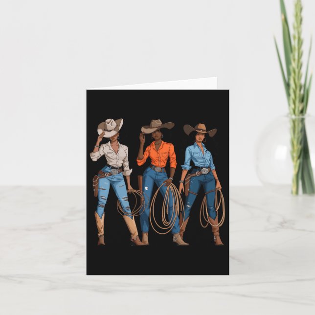 Svart afroamerikansk cowgirl västern landsbygd Rod Kort (Framsida)