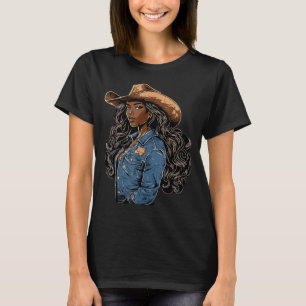 Svart afroamerikansk cowgirl western country t shirt