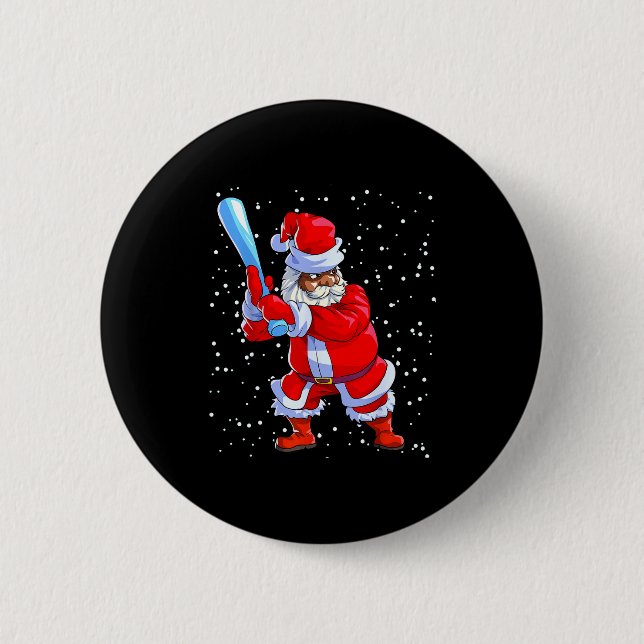 Svart afroamerikansk jultomte baseball afro C Knapp (Framsida)