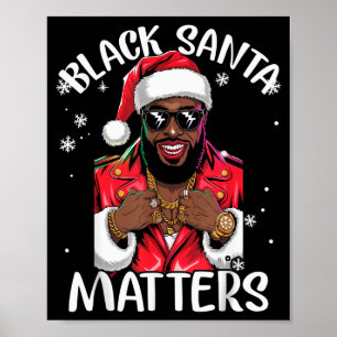 Svart afroamerikansk jultomte jul pyjamas poster