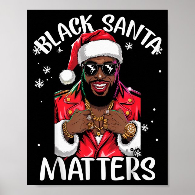 Svart afroamerikansk jultomte jul pyjamas poster (Framsidan)