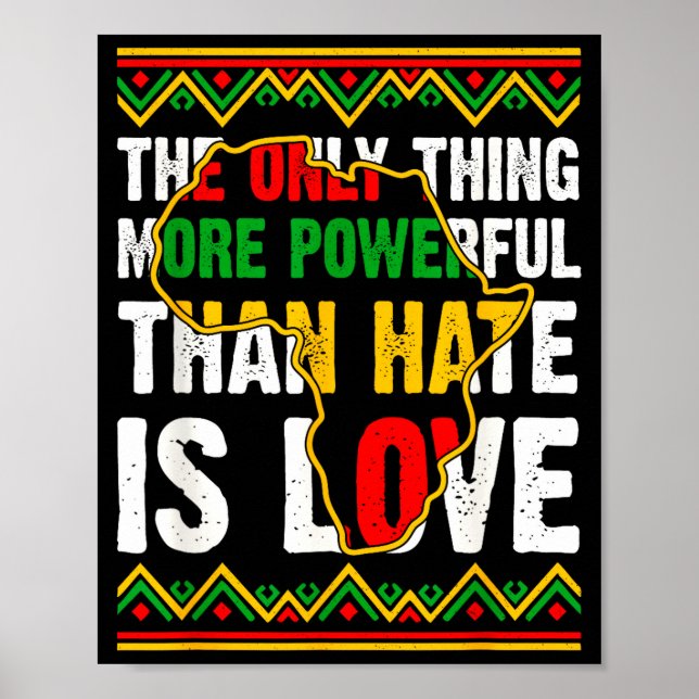 Svart afroamerikansk stolthet afro kärlek större ä poster (Framsidan)