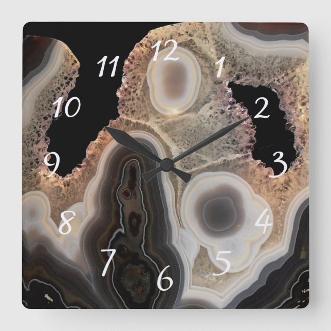 Svart Agat Falsk Marmor Stengemensuror Klocka (Framsida)