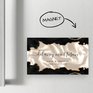 Svart Agat Guld Glitter Elfenben Lyx Magnetiska Visitkort