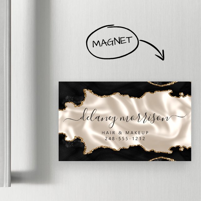 Svart Agat Guld Glitter Elfenben Lyx Magnetiska Visitkort (Skapare uppladdad)