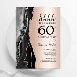 Svart agat i ro, 60:e födelsedag inbjudningar<br><div class="desc">Svarta och ro guld agerade som en överraskning 60:e födelsedagsfest inbjudan. Elegantens moderna design med agate marble geode-bakgrund,  faux glitter ro guld och typsnitt för typskrift. Trendig inbjudan-kortets perfekt för en snyggt kvinnor i firande. Skrivna Zazzle-inbjudningar eller digital utskrivbar mall för omedelbar nedladdning.</div>