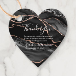 Svart Agate Ro Guld Glitter-bröllopsförmån Märkre Gåvor Etiketter