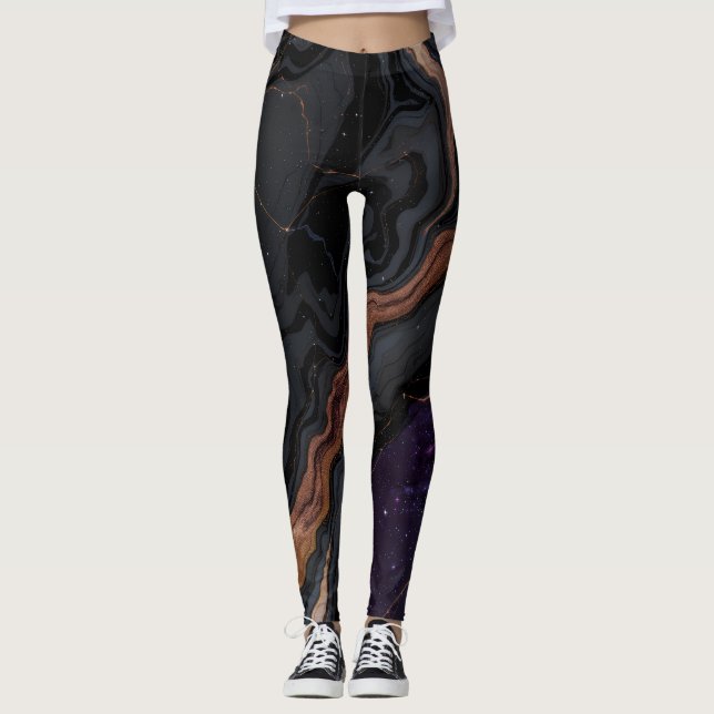 Svart Ai Design Leggings | Snyggt Trendig Yoga (Framsida)