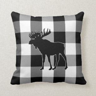 Svart älg för pläd för Lumberjack för Kudde