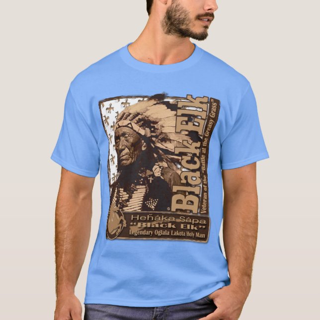 Svart älgOglala Lakota helig man Tee Shirt (Framsida)