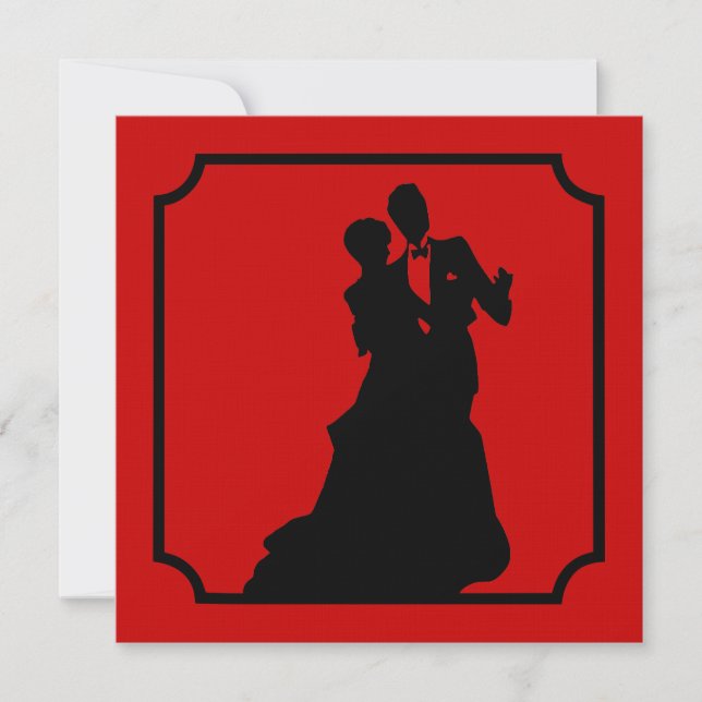 Svart Alla hjärtans dansgruppinbjudan Inbjudningar (Framsida)