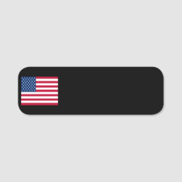 Svart amerikansk flagg namnskylt för torrt skrivan namnbricka