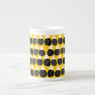 Svart ananas benporslin mugg