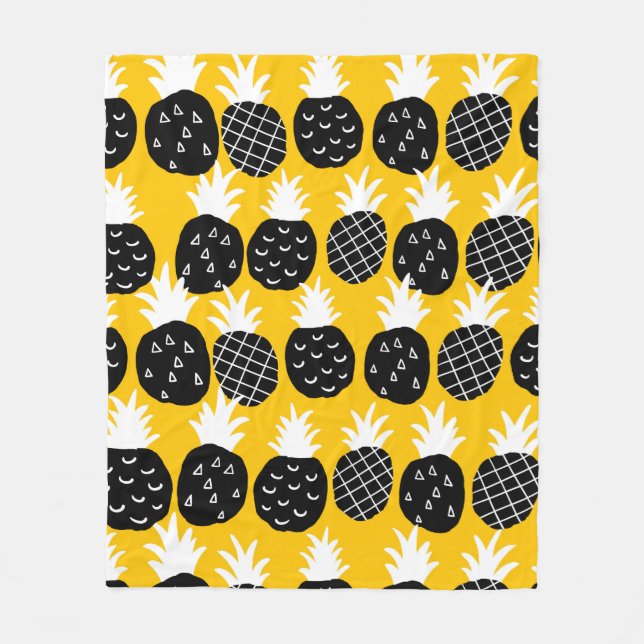 Svart ananas fleecefilt (Framsidan)