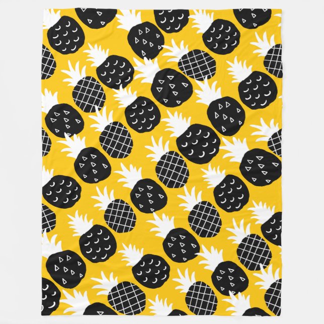 Svart ananas fleecefilt (Framsidan)