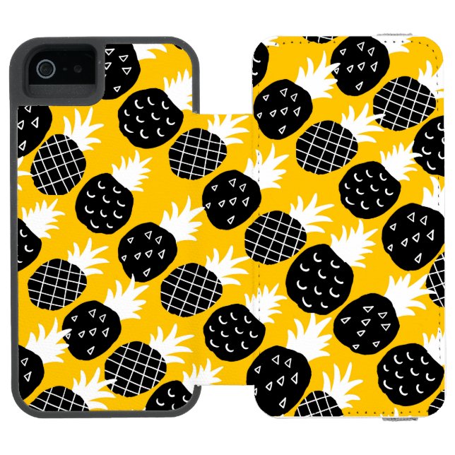 Svart ananas incipio iPhone wallet skal (Folio Öppen)