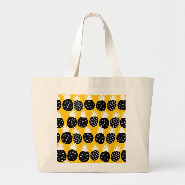 Svart ananas jumbo tygkasse (Framsidan)