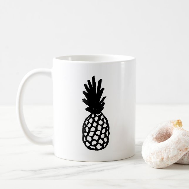Svart ananas kaffemugg (Med munk)