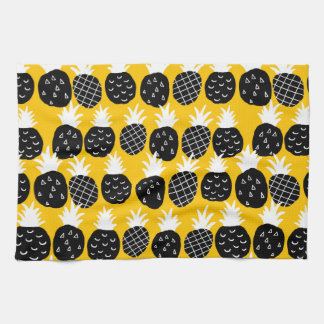 Svart ananas kökshandduk