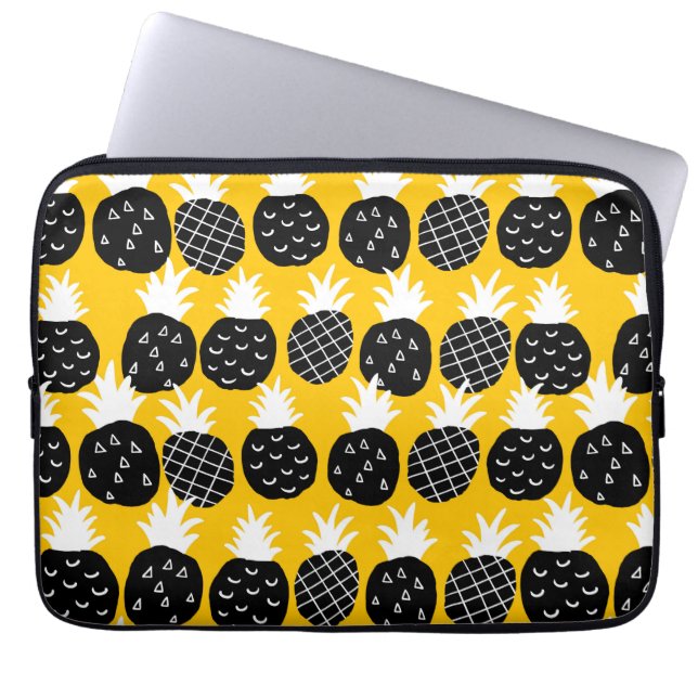 Svart ananas laptop fodral (Framsidan)