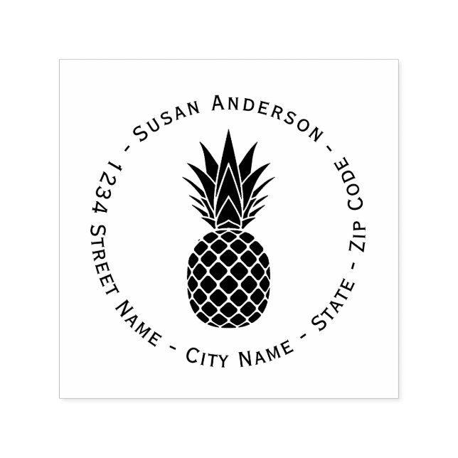 Svart ananas-Returadress, självfärgande Frimärke Självfärgande Stämpel (Design)